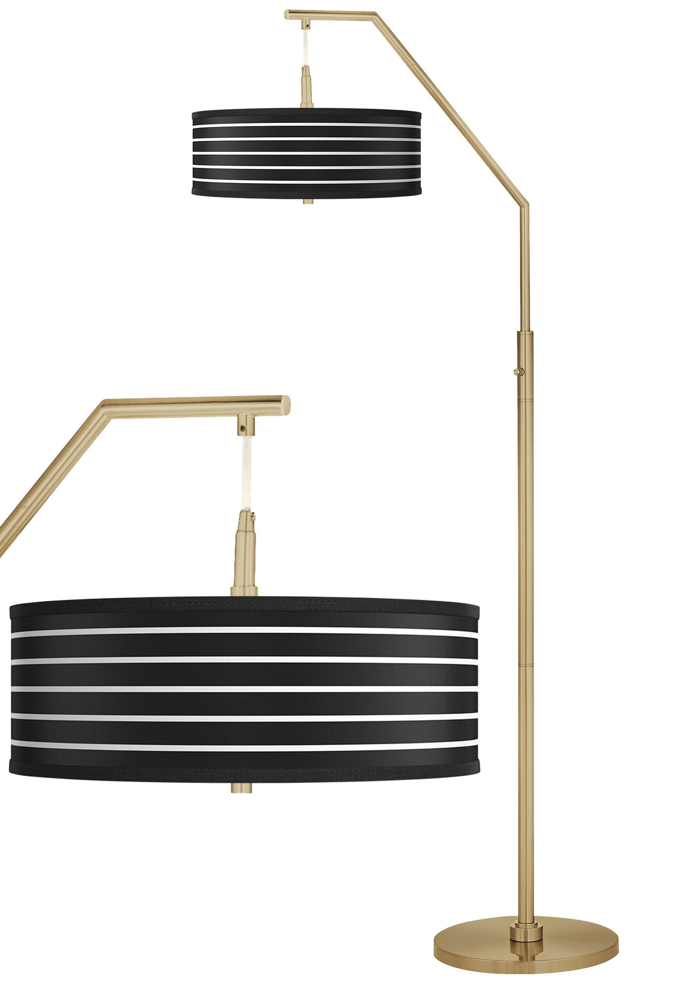 Image Bold Black Stripe Giclee Warm Gold Arc Floor Lamp