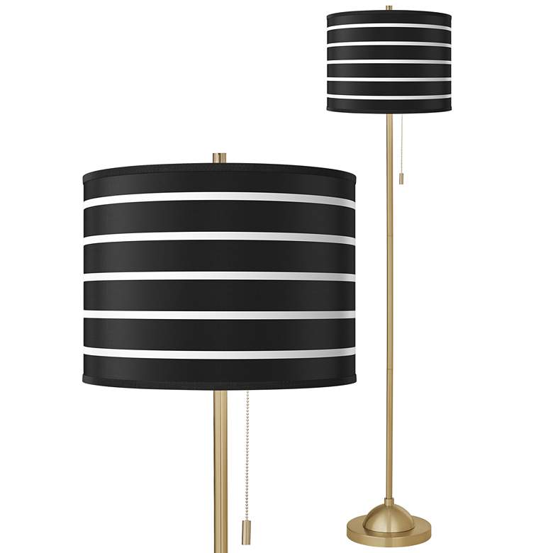 Image 1 Bold Black Stripe Giclee Warm Gold Stick Floor Lamp