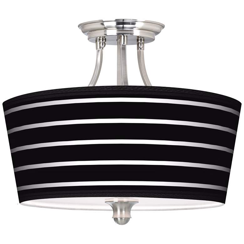 Image 1 Bold Black Stripe Tapered Drum Giclee Ceiling Light