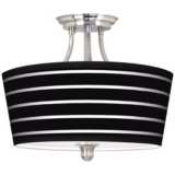 Bold Black Stripe Tapered Drum Giclee Ceiling Light