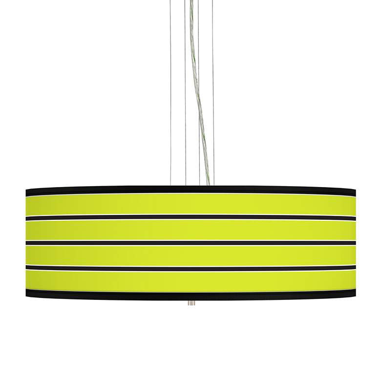 Image 1 Bold Lime Green Stripe 24 inch Wide 4-Light Pendant Chandelier