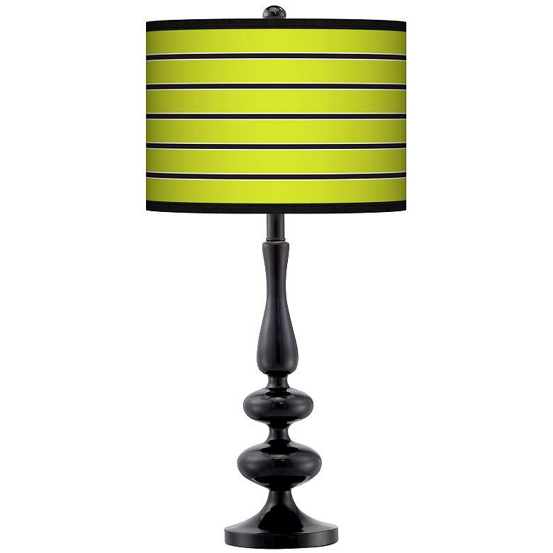 Image 1 Bold Lime Green Stripe Giclee Paley Black Table Lamp