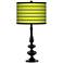 Bold Lime Green Stripe Giclee Paley Black Table Lamp