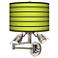Bold Lime Green Stripe Giclee Plug-In Swing Arm Wall Lamp