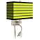 Bold Lime Green Stripe LED Reading Light Plug-In Sconce