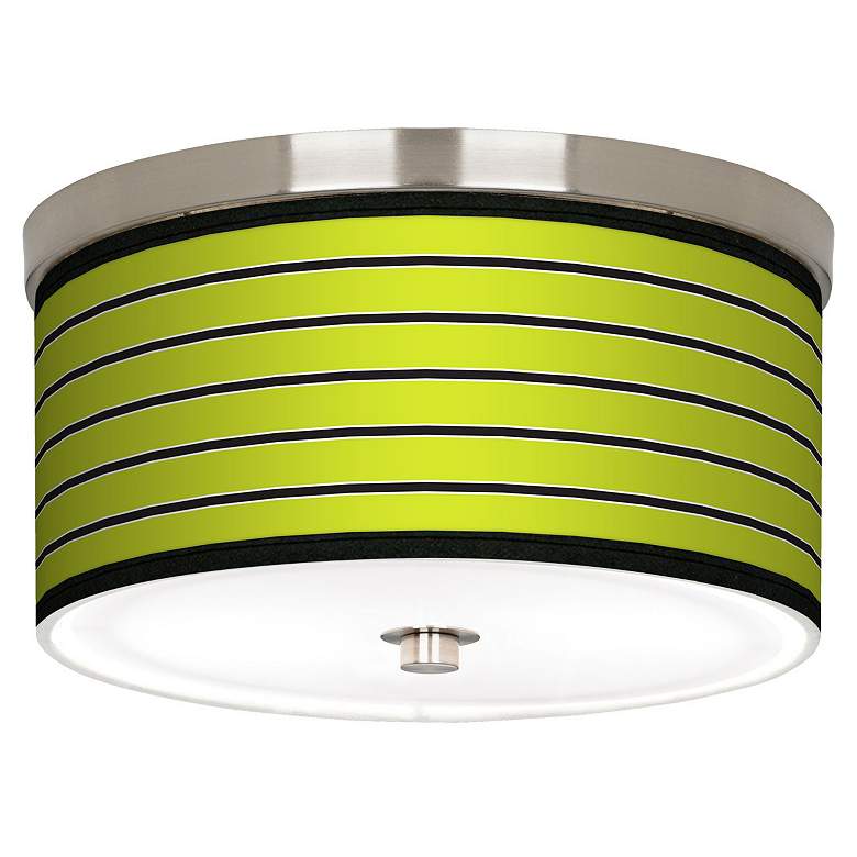 Image 1 Bold Lime Green Stripe Nickel 10 1/4 inch Wide Ceiling Light