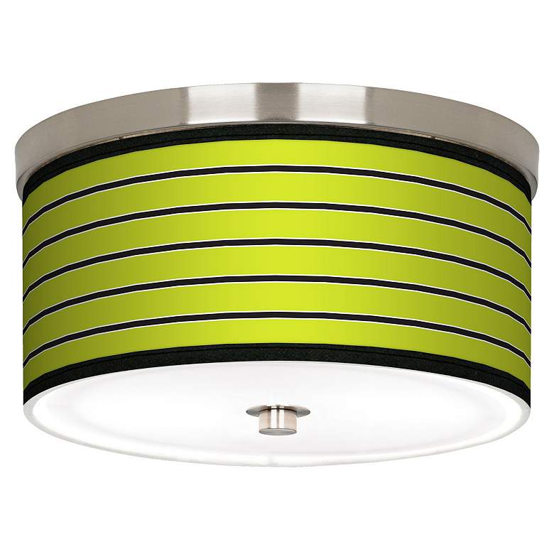 Image 1 Bold Lime Green Stripe Nickel 10 1/4" Wide Ceiling Light