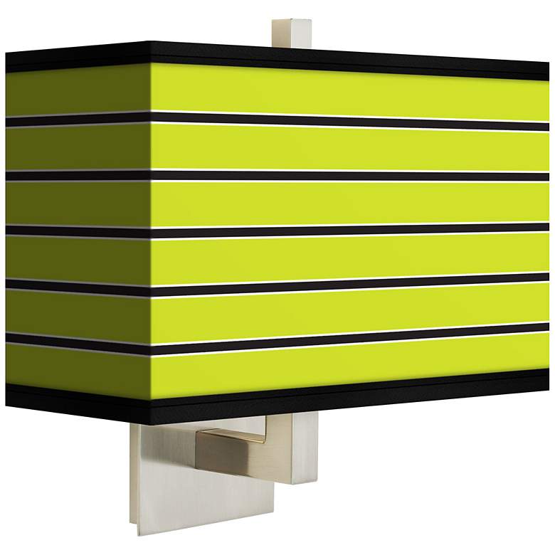 Image 1 Bold Lime Green Stripe Rectangular Giclee Shade Wall Sconce