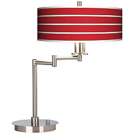 Image2 of Bold Red Stripe Giclee Shade LED Swing Arm Desk Lamp