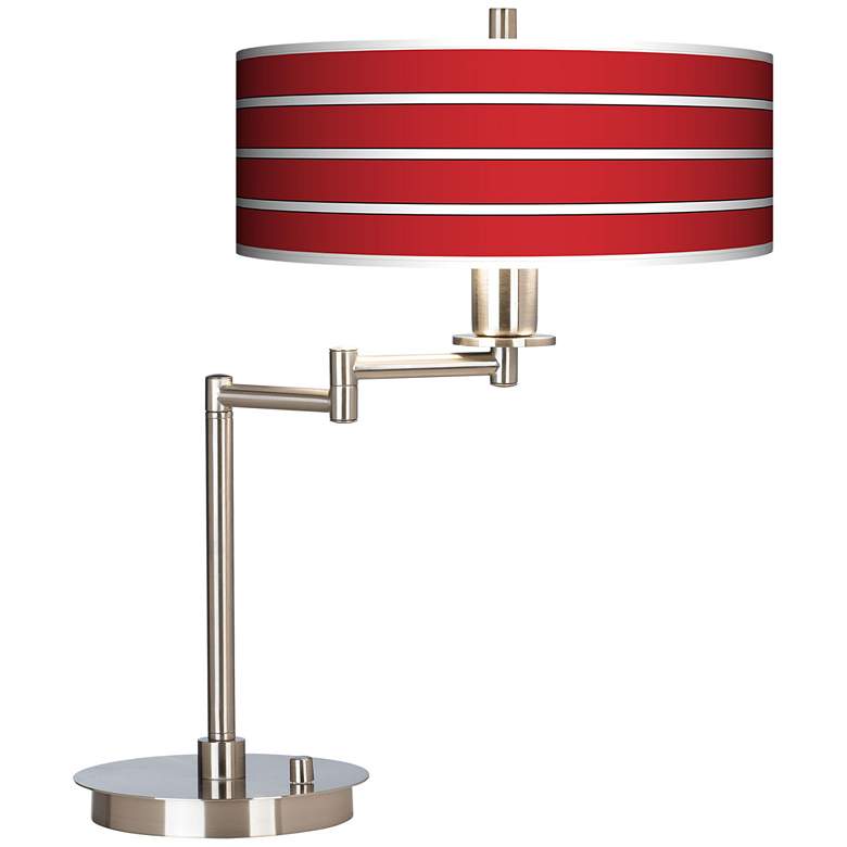 Image 2 Bold Red Stripe Giclee Shade LED Swing Arm Desk Lamp