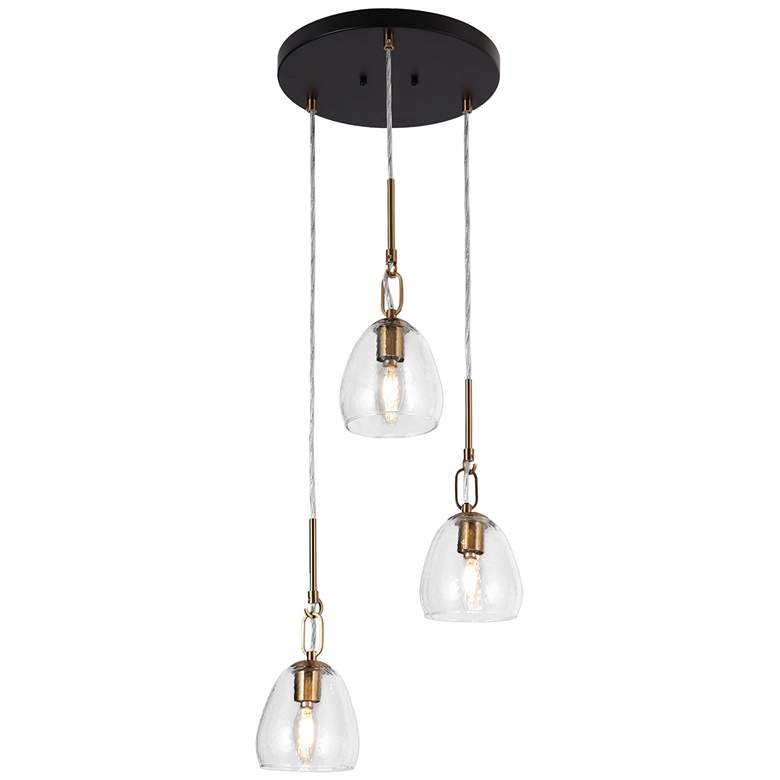 Image 1 Bolfi 3-Light Gold Cluster Glass Shade Chandelier