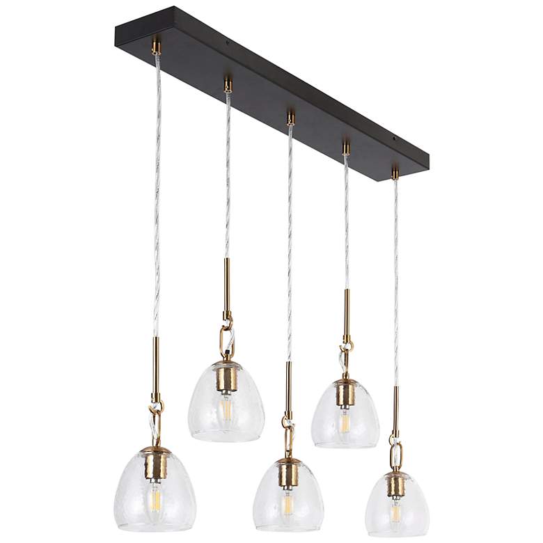 Image 1 Bolfi 5-Light Gold Linear Island Glass Shade Chandelier