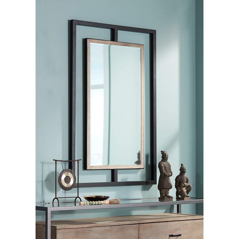 Image 1 Bolinas Natural Wood and Black 31 inch x 47 inch Wall Mirror
