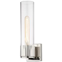 Bolivar 13" High Polished Nickel Clear Glass Wall Sconce