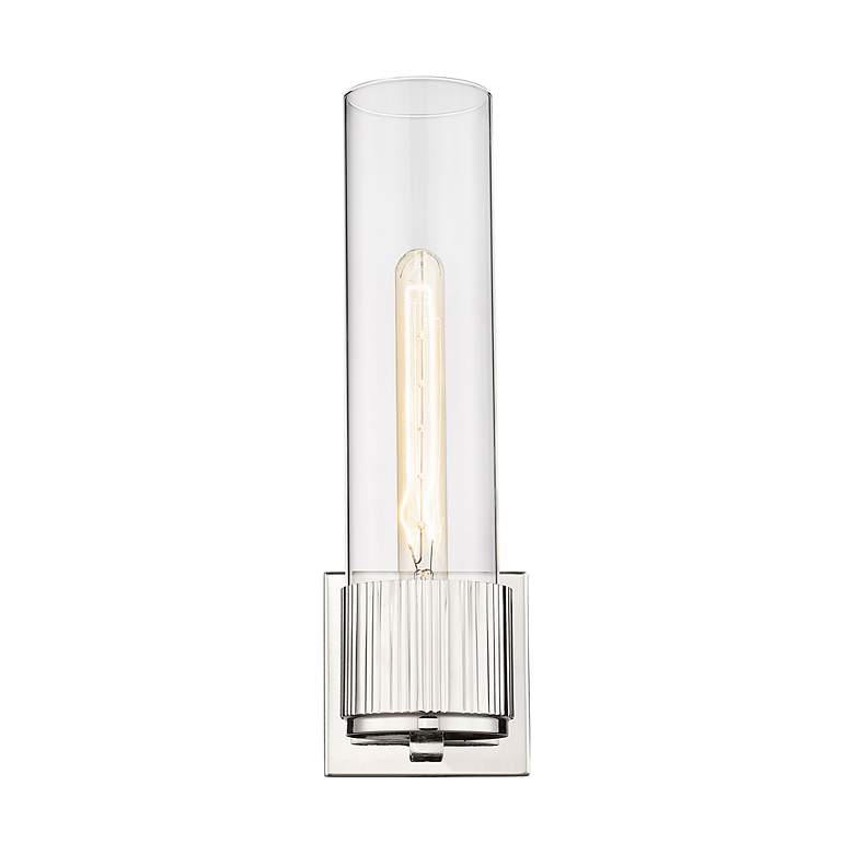 Image 2 Bolivar 13" High Polished Nickel Clear Glass Wall Sconce more views