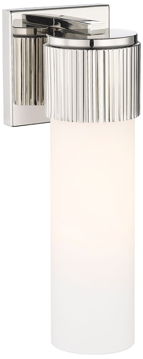 Image 2 Bolivar 13" High Polished Nickel Wall Sconce w/ White Glass more views