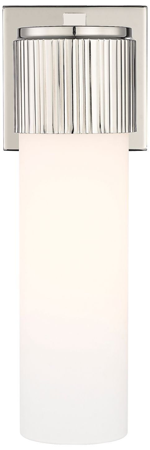 Image 3 Bolivar 13" High Polished Nickel Wall Sconce w/ White Glass more views