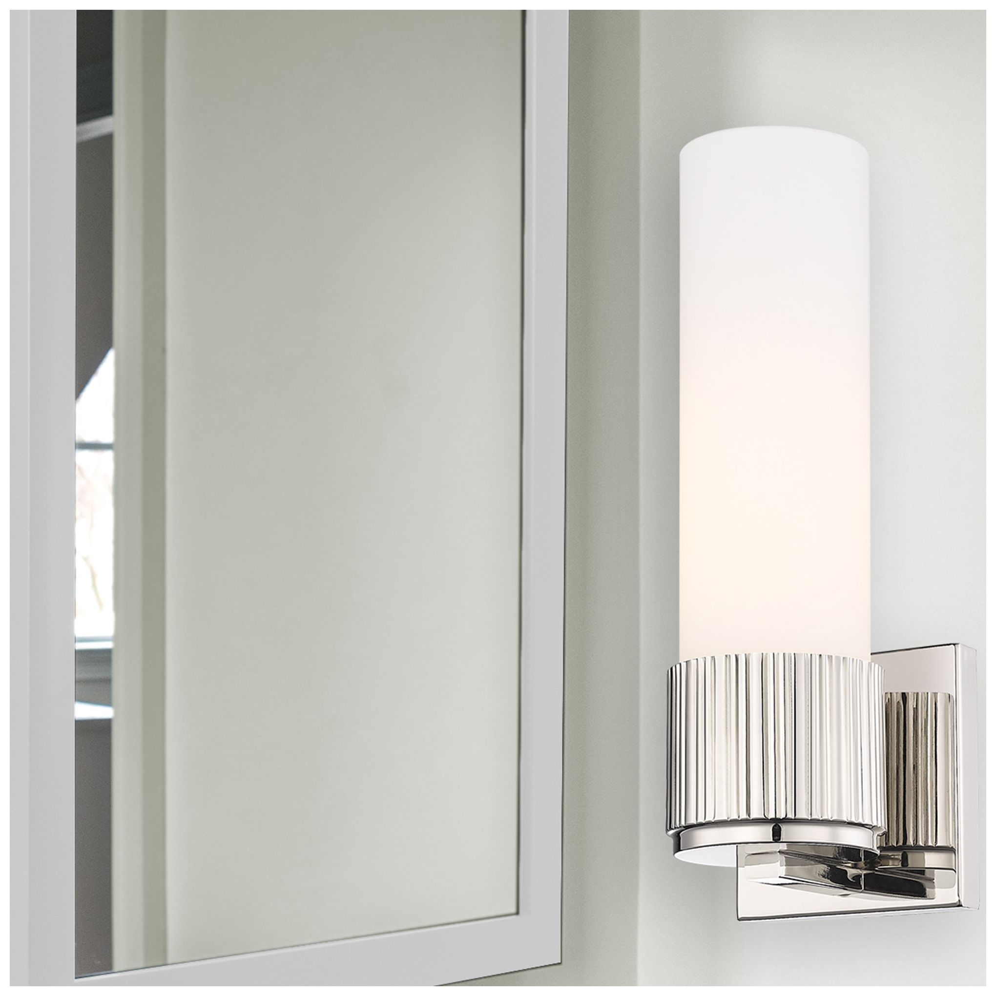 Image 4 Bolivar 13" High Polished Nickel Wall Sconce w/ White Glass more views