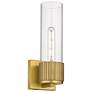 Bolivar 15" High Brushed Brass Sconce With Clear Glass Shade