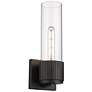 Bolivar 15" High Matte Black Sconce With Clear Glass Shade