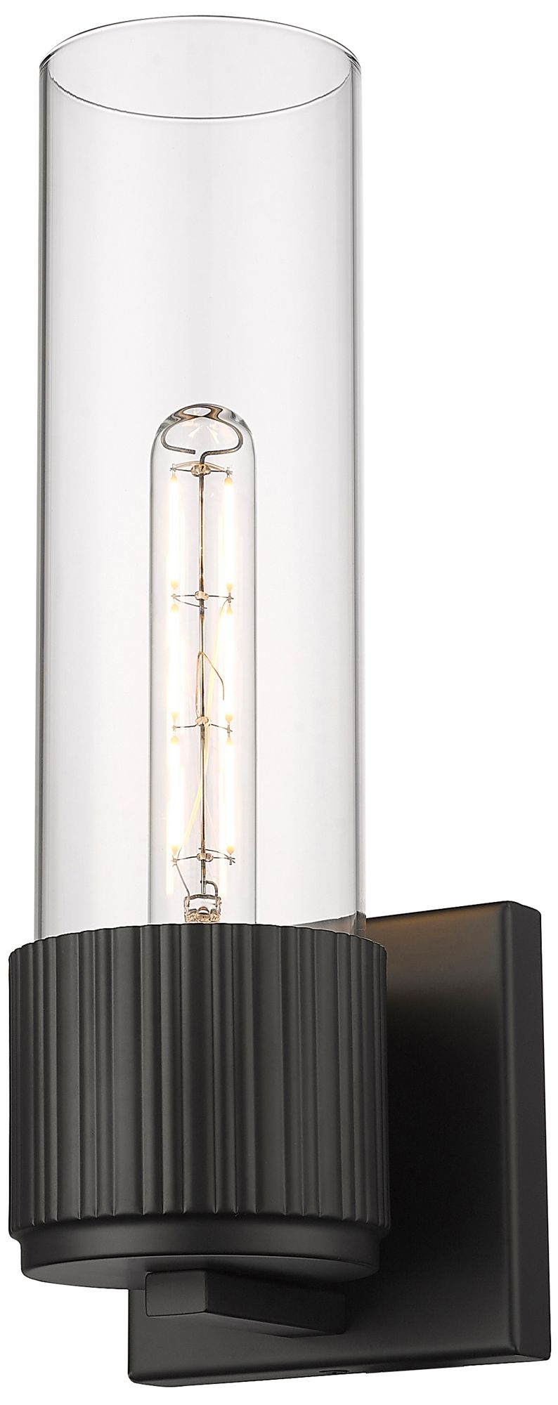 Image 2 Bolivar 15" High Matte Black Sconce With Clear Glass Shade more views