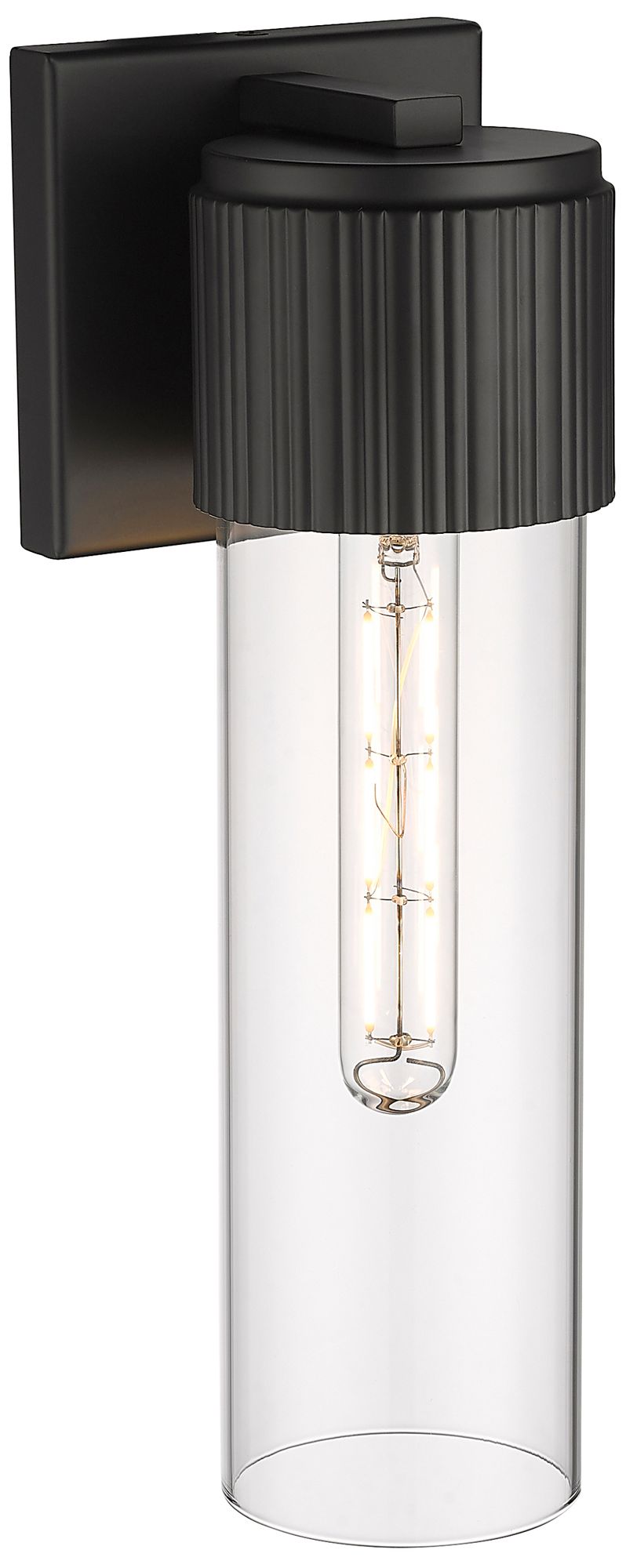 Image 3 Bolivar 15" High Matte Black Sconce With Clear Glass Shade more views
