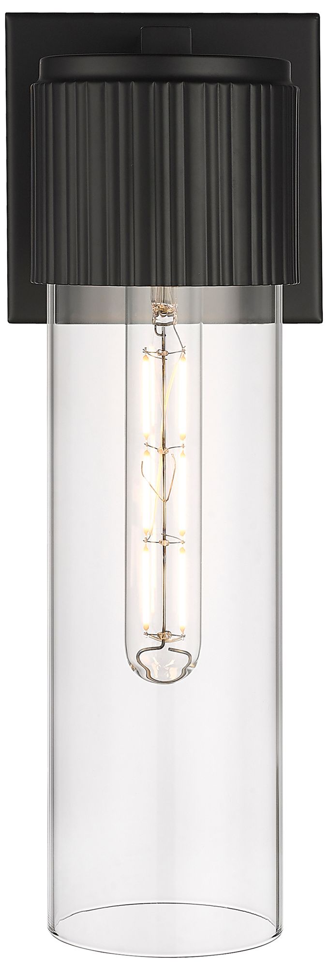 Image 4 Bolivar 15" High Matte Black Sconce With Clear Glass Shade more views