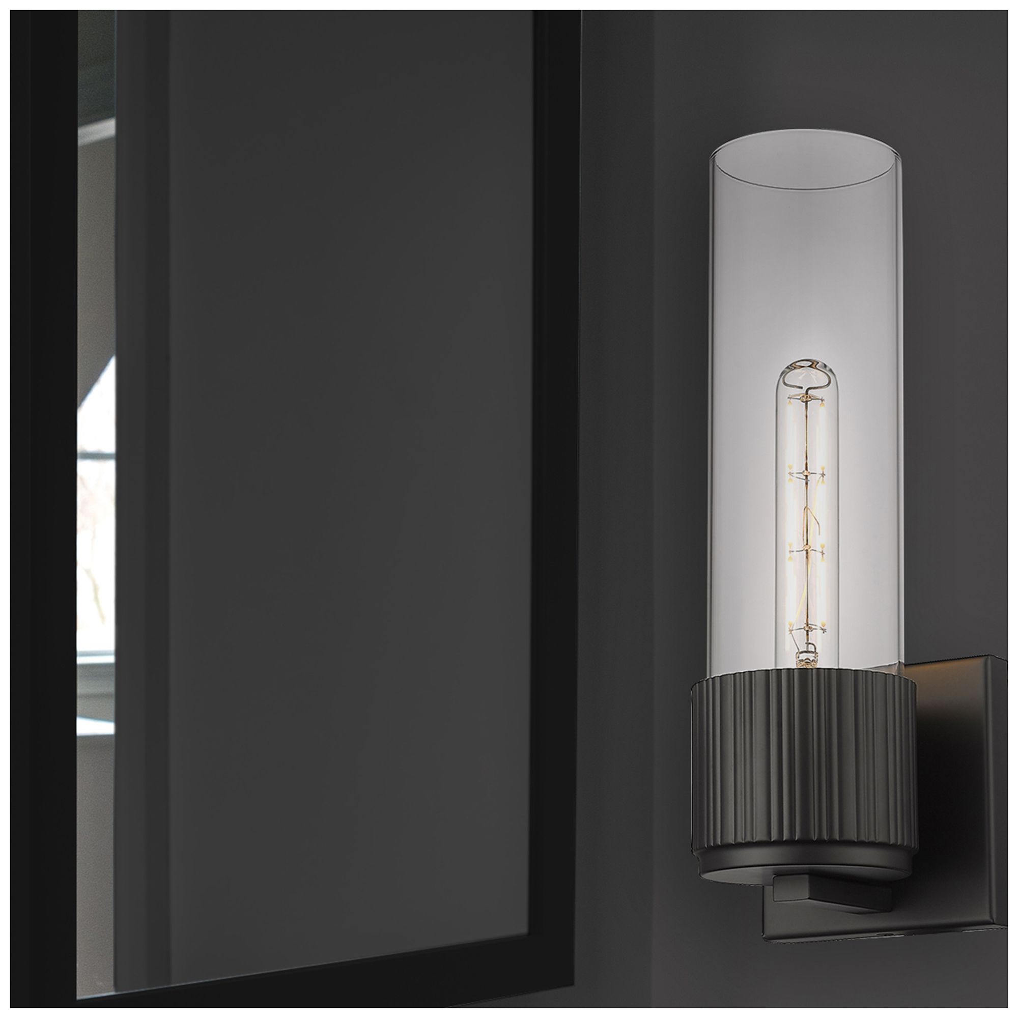 Image 5 Bolivar 15" High Matte Black Sconce With Clear Glass Shade more views