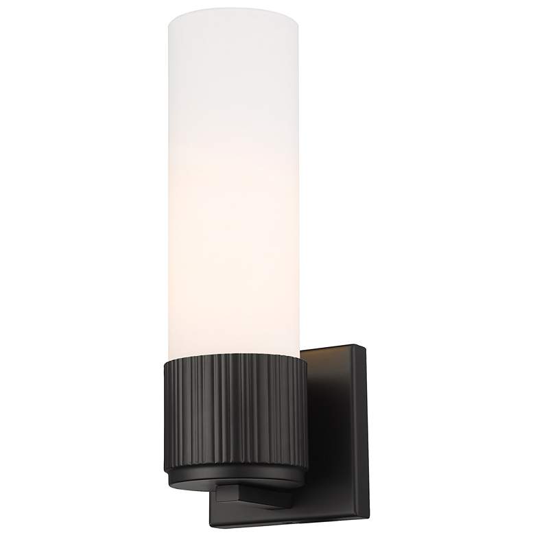Image 1 Bolivar 15 inch High Matte Black Sconce With Matte White Glass Shade