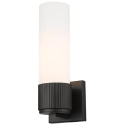 Bolivar 15&quot; High Matte Black Sconce With Matte White Glass Shade