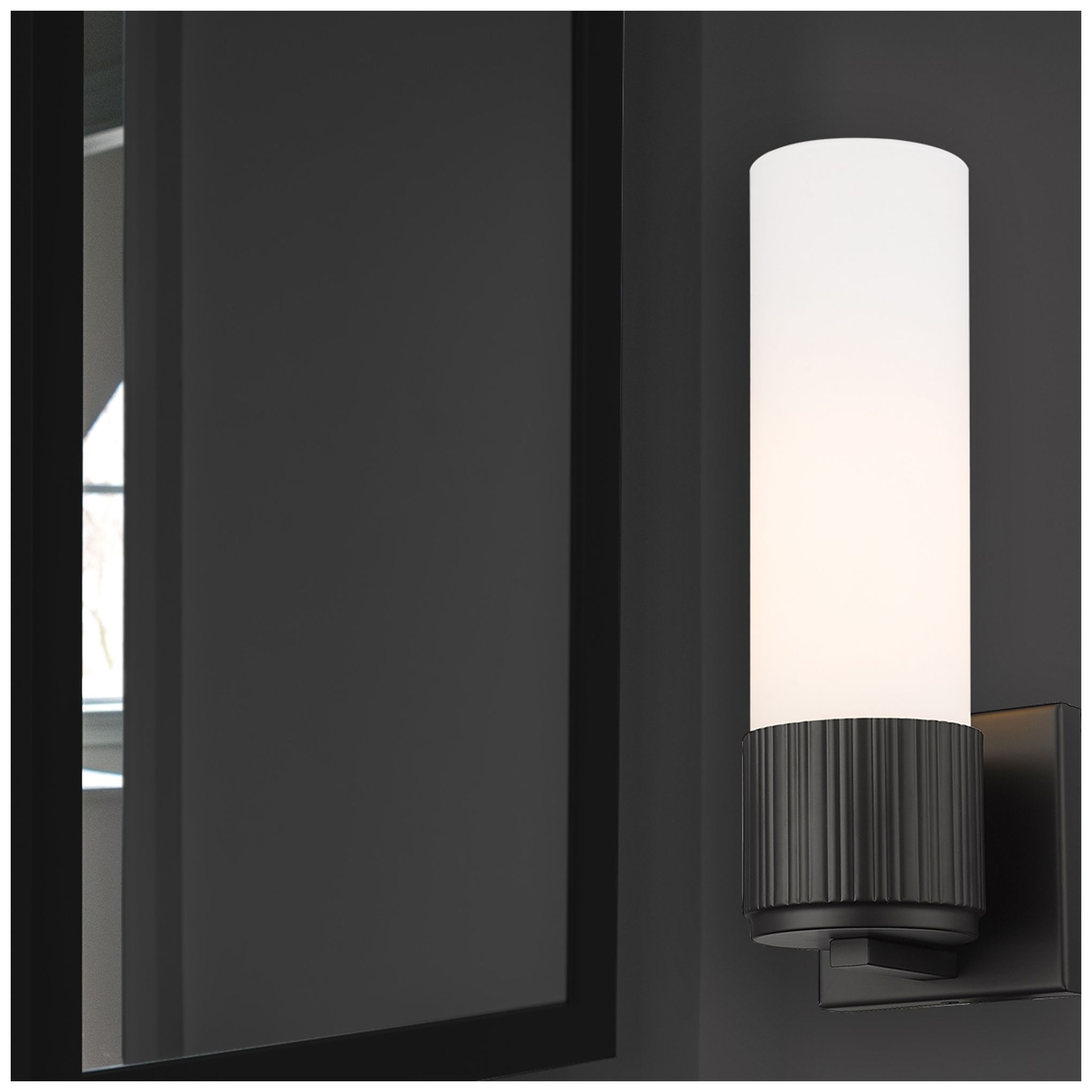 Image 4 Bolivar 15" High Matte Black Sconce With Matte White Glass Shade more views