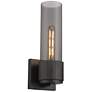 Bolivar 15" High Matte Black Sconce With Plated Smoke Glass Shade