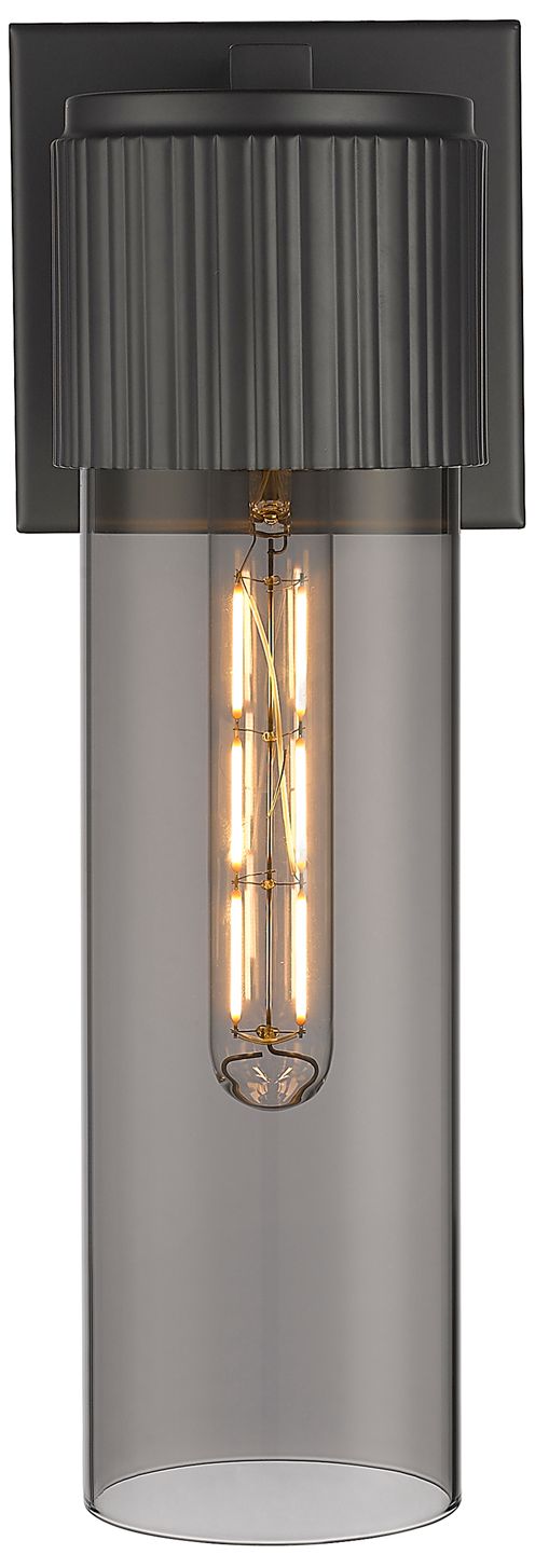 Image 3 Bolivar 15" High Matte Black Sconce With Plated Smoke Glass Shade more views