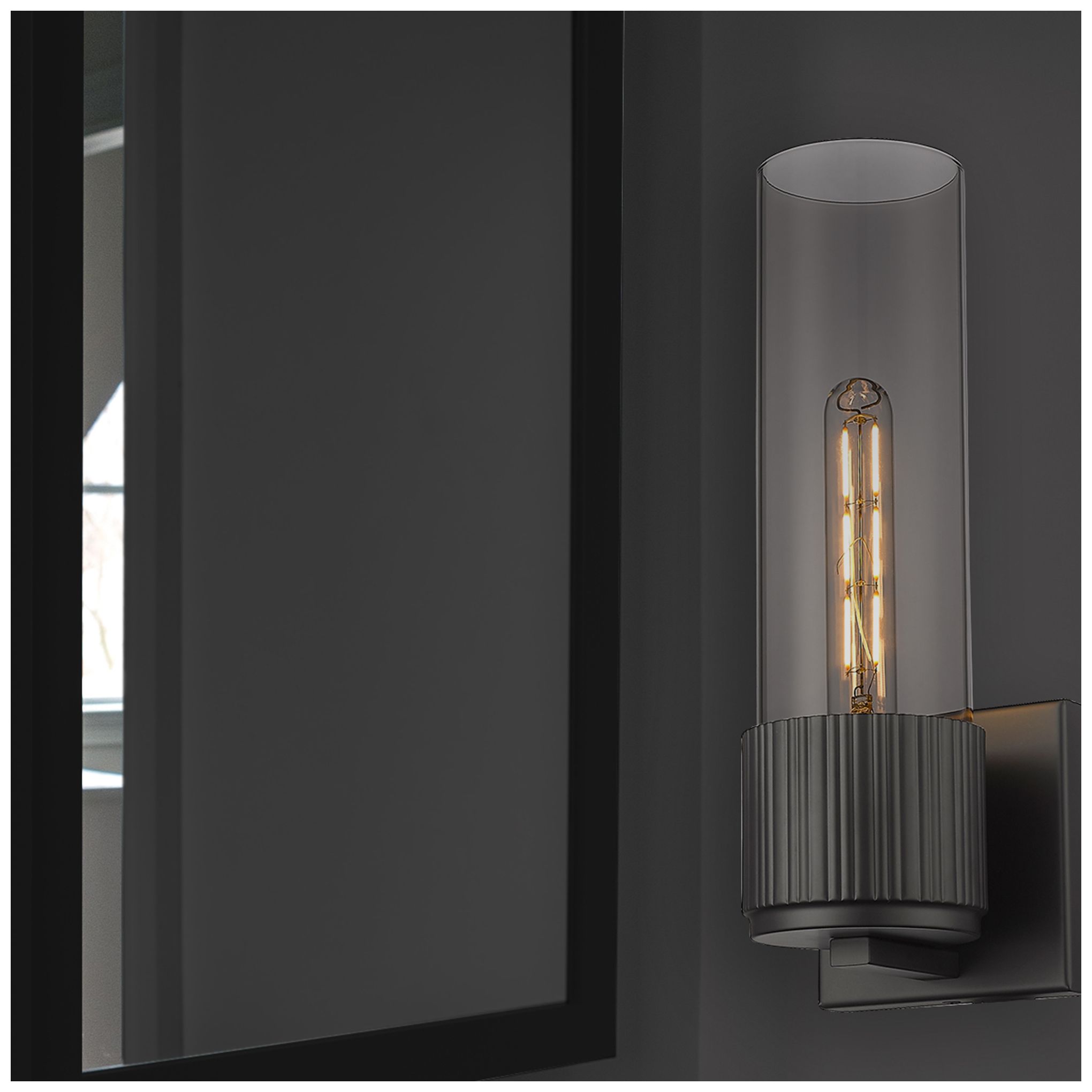 Image 4 Bolivar 15" High Matte Black Sconce With Plated Smoke Glass Shade more views
