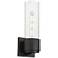 Bolivar 15" High Matte Black Sconce With Seedy Glass Shade