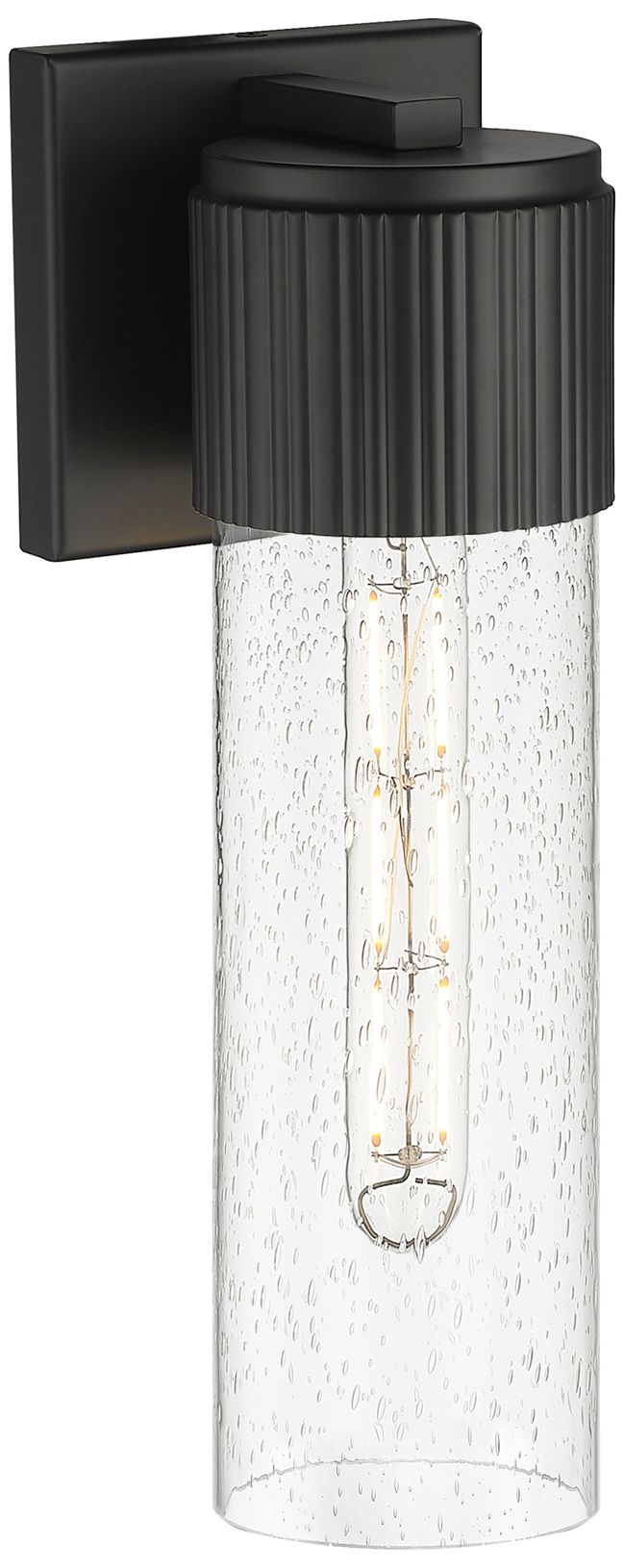 Image 2 Bolivar 15" High Matte Black Sconce With Seedy Glass Shade more views
