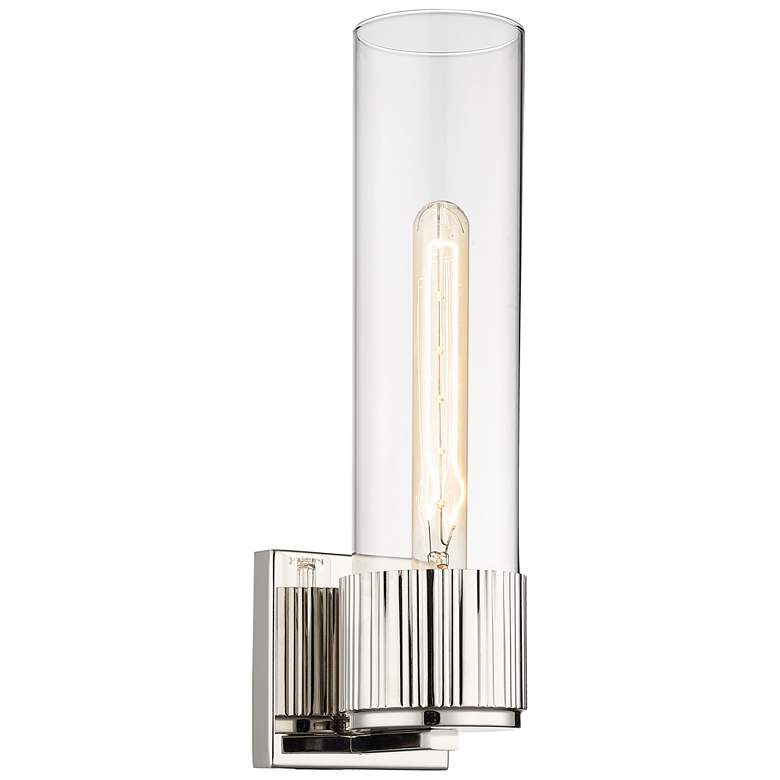Image 1 Bolivar 15 inch High Polished Nickel Sconce With Clear Glass Shade