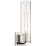Bolivar 15" High Polished Nickel Sconce With Clear Glass Shade