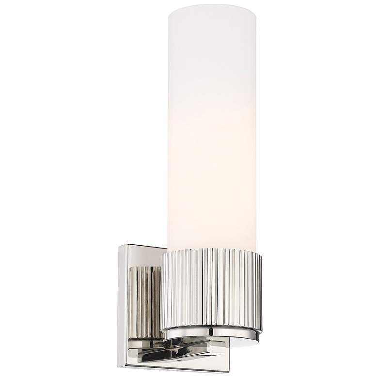 Image 1 Bolivar 15" High Polished Nickel Sconce With Matte White Glass Shade