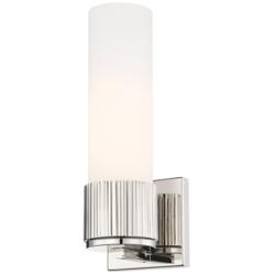 Bolivar 15" High Polished Nickel Sconce With Matte White Glass Shade