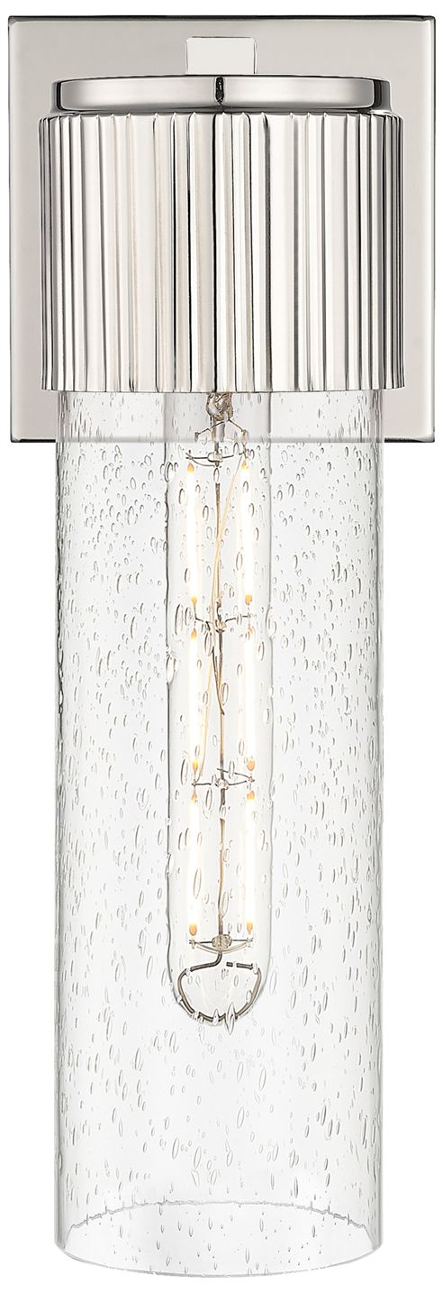 Image 3 Bolivar 15" High Polished Nickel Sconce With Seedy Glass Shade more views