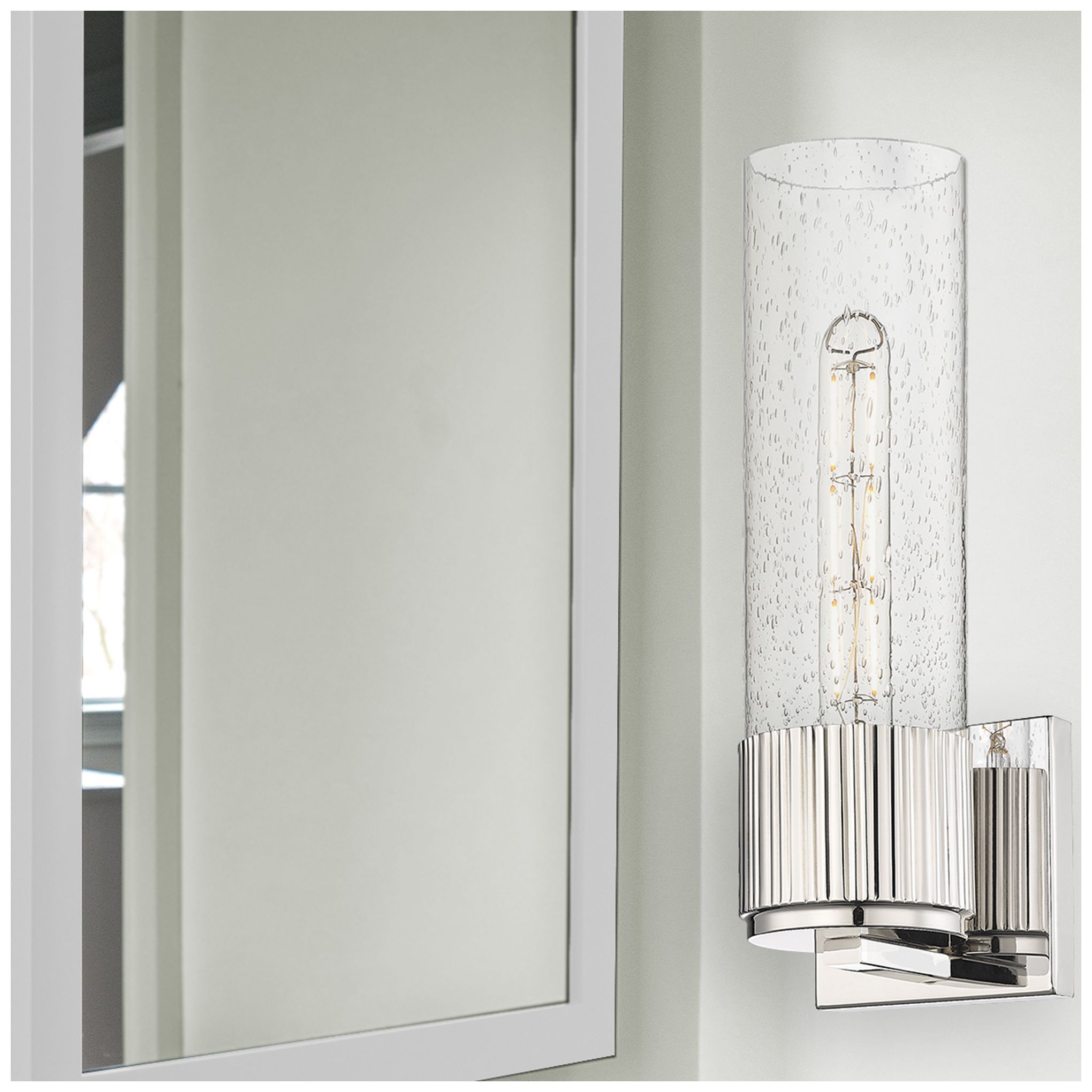 Image 4 Bolivar 15" High Polished Nickel Sconce With Seedy Glass Shade more views