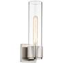 Bolivar 15" High Satin Nickel Sconce With Clear Glass Shade