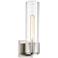Bolivar 15" High Satin Nickel Sconce With Clear Glass Shade