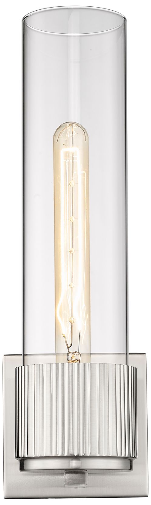 Image 2 Bolivar 15" High Satin Nickel Sconce With Clear Glass Shade more views