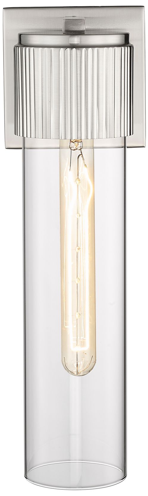 Image 4 Bolivar 15" High Satin Nickel Sconce With Clear Glass Shade more views