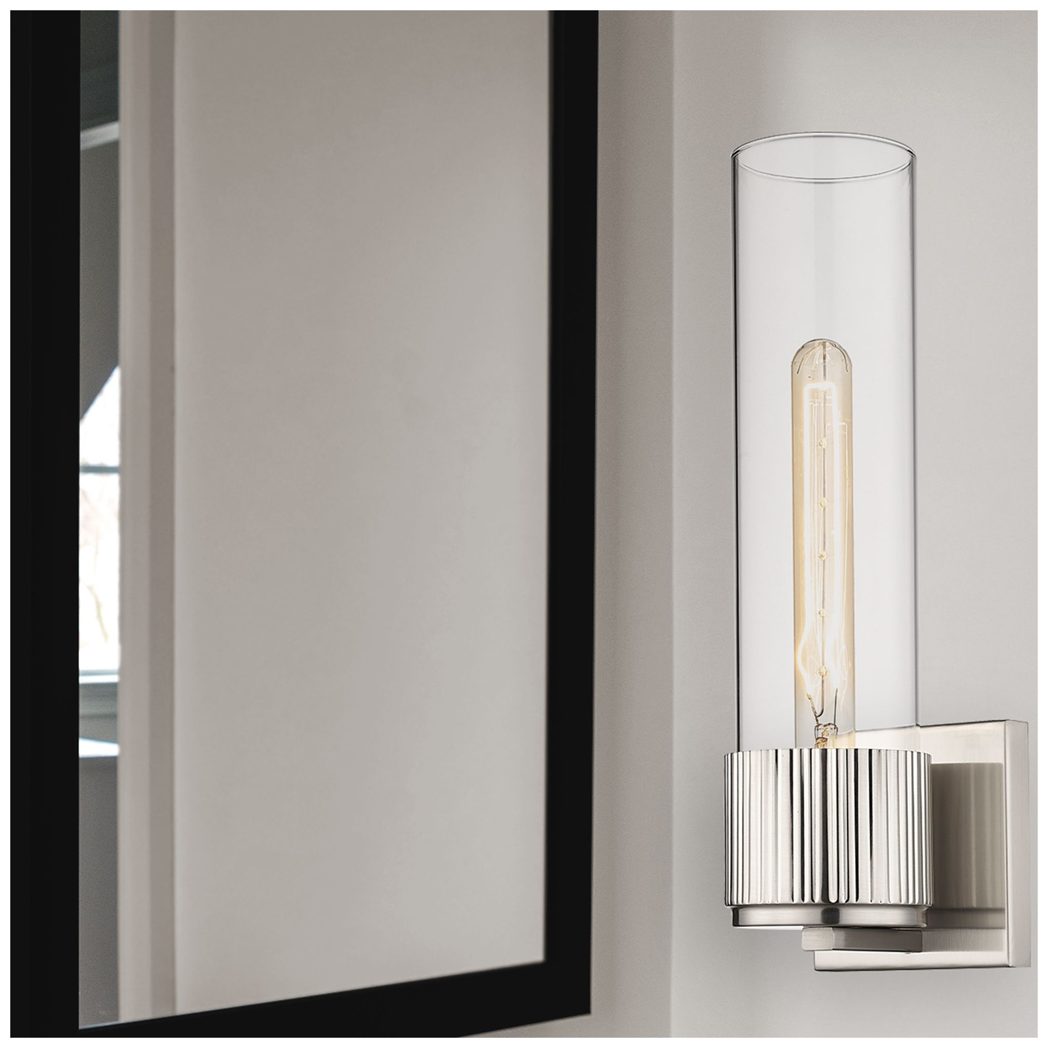 Image 5 Bolivar 15" High Satin Nickel Sconce With Clear Glass Shade more views