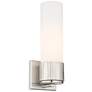 Bolivar 15" High Satin Nickel Sconce With Matte White Glass Shade