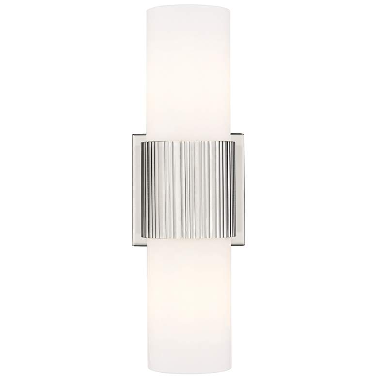Image 1 Bolivar 15"H Satin Nickel with White Glass 2-Light Sconce