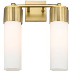 Bolivar 16" High 2 Light Brushed Brass Sconce With Matte White Glass S